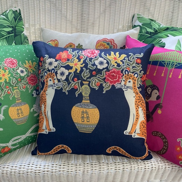 Pillow Cover - Staffordshire Dogs + Ginger Jar OR Tigers - Grandmillennial Decor - Picture 6 of 10